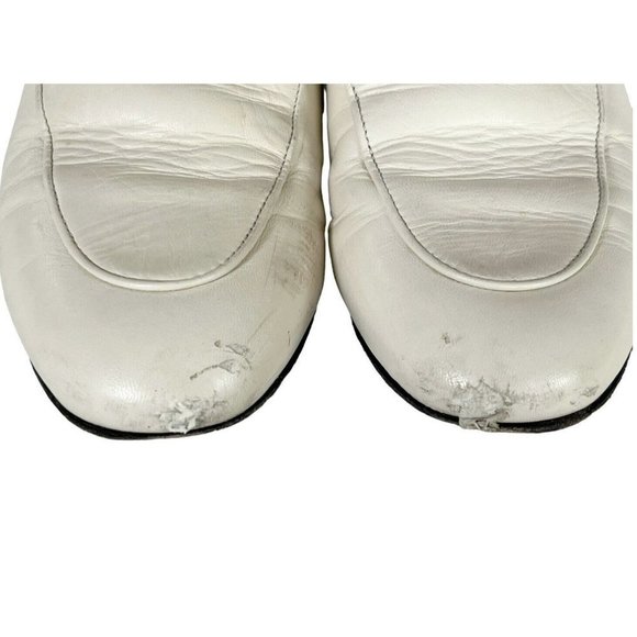 Gucci White Leather Loafers with Gold Hardware - Picture 5 of 10